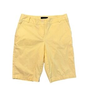 Talbots Bermuda Shorts Sz 2 Yellow Flat Front Cotton‎ Stretch Golf Walking